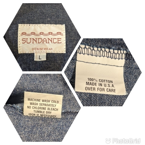 Vintage USA Sundance Blue Denim Longline Jacket Oversize L Pleated Studs Pockets - Picture 3 of 16